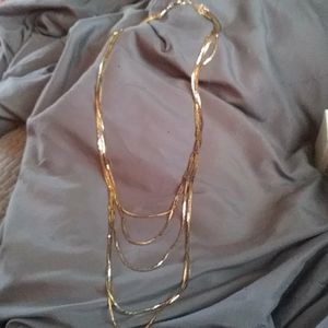 Gold plated 5 chain necklace